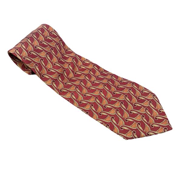 Vintage Valentino Cravatte Tie Red Orange Filigree Swirl 100% Silk Necktie - Picture 1 of 8